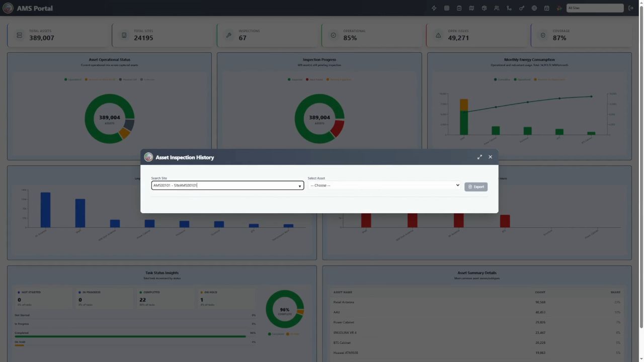 AMS portal issue reporting and export window